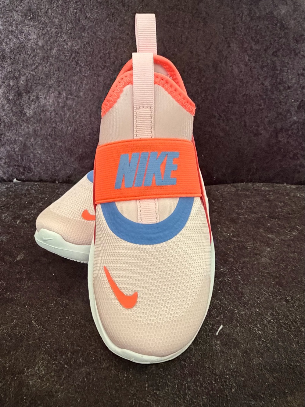 Nike Kids Slip-On Sneakers in Coral and Blue Accent